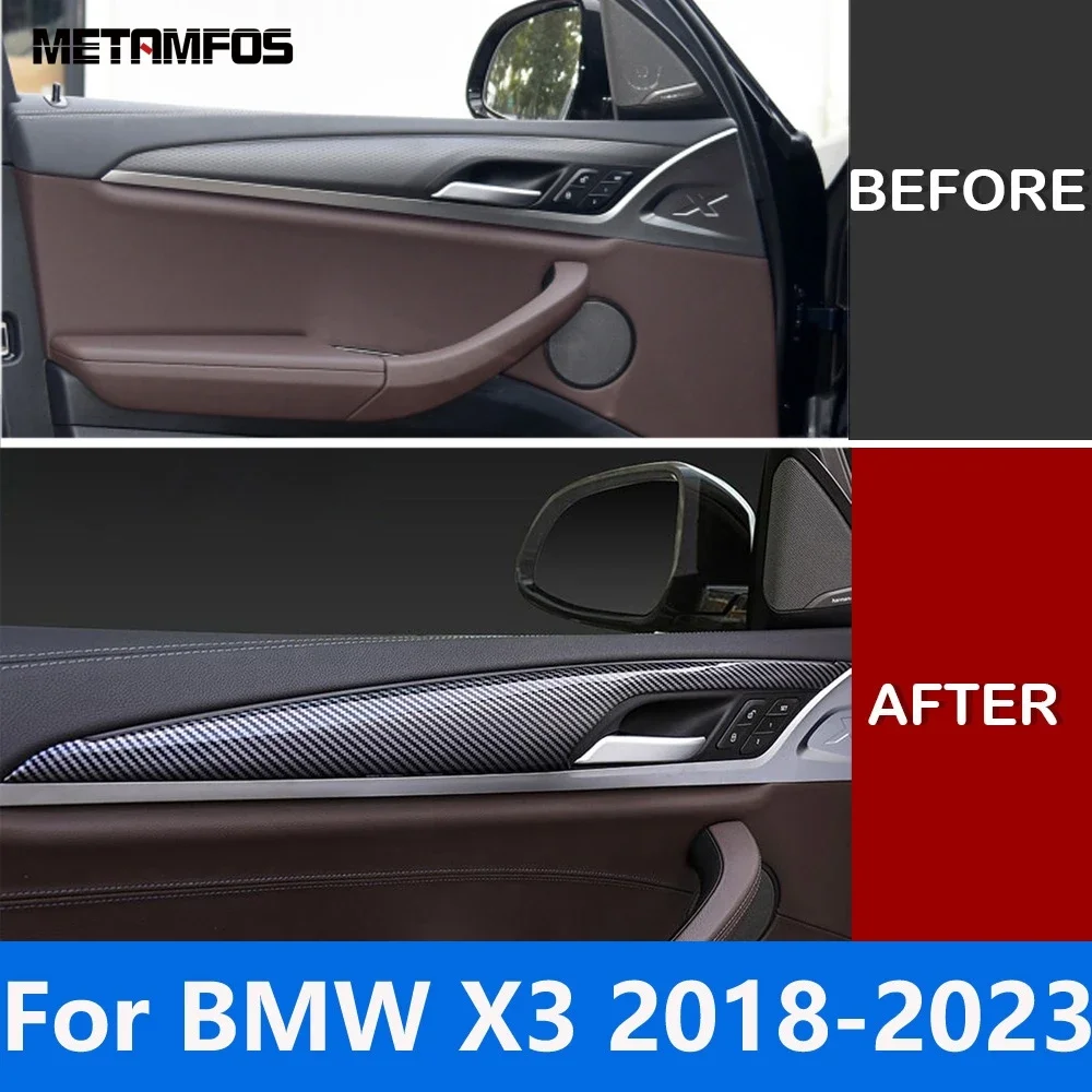 

For BMW X3 SUV 2018-2020 2021 2022 2023 Carbon Fiber Interior Door Handle Bowl Strip Cover Trim Sticker Accessories Car Styling
