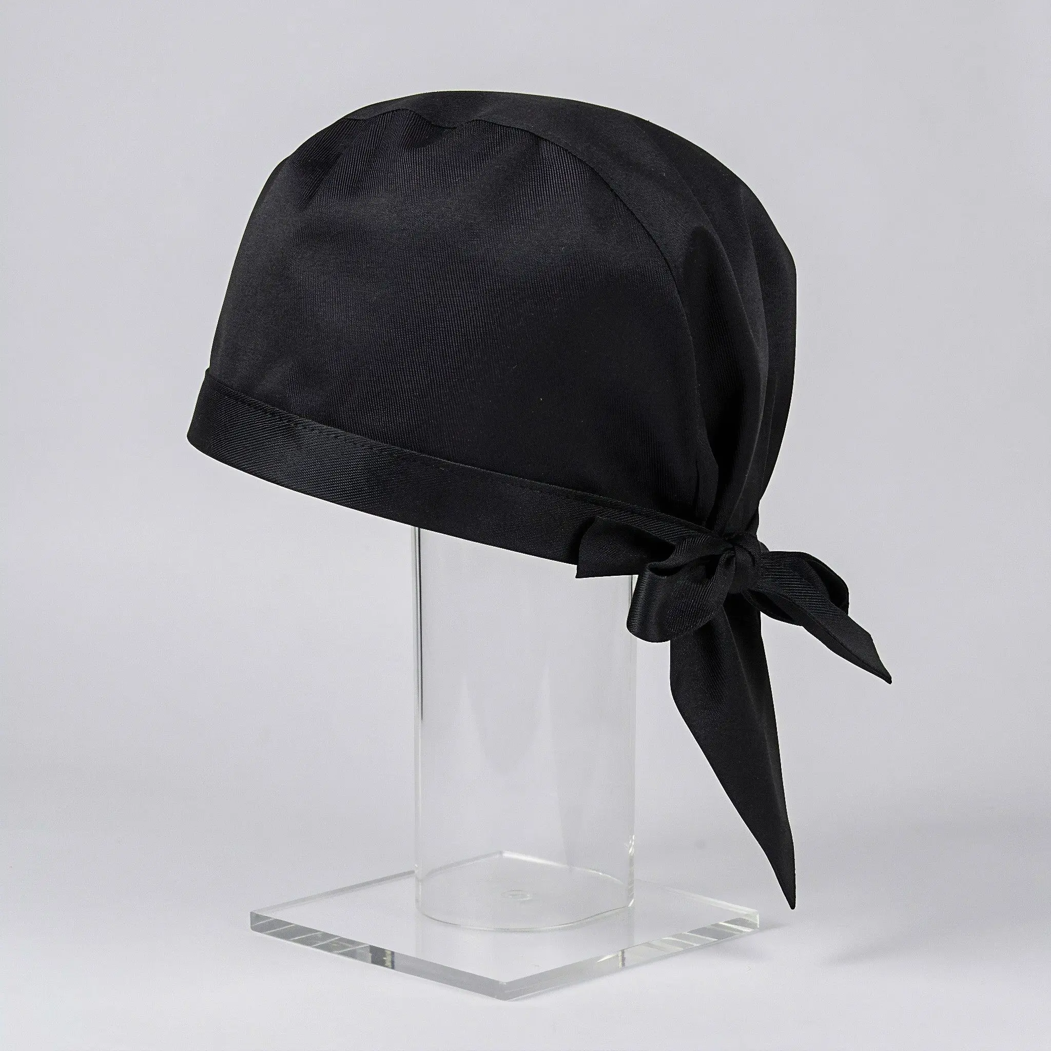 Pirate Chef Hat Black Adjustable Polyester Catering Ribbon Cap Restaurant Cook Work Uniform Bbq Cooking Hat Uniform Cap