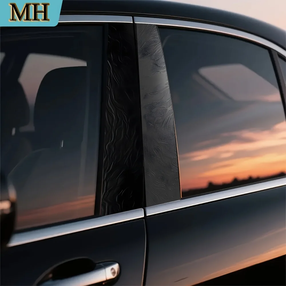

2 High-quality Car Stickers, Relief Pattern Door Post Stickers, Self-adhesive Waterproof B-pillar Protective Film Car Stickers