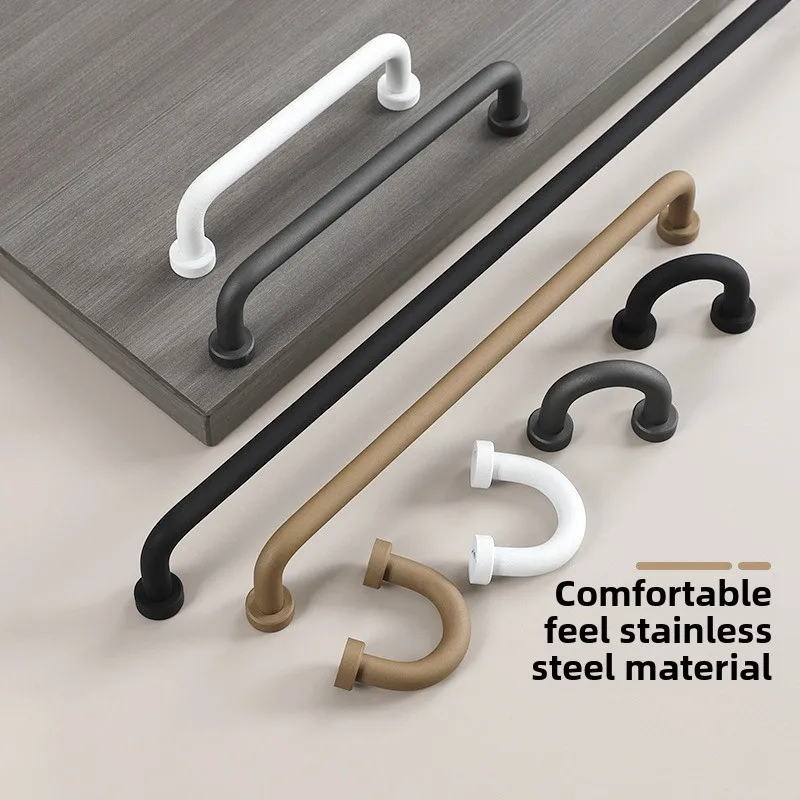 304 Stainless Steel Kitchen Cabinet Door Handles Simple Black Wardrobe Door Drawer Handles for Furniture
