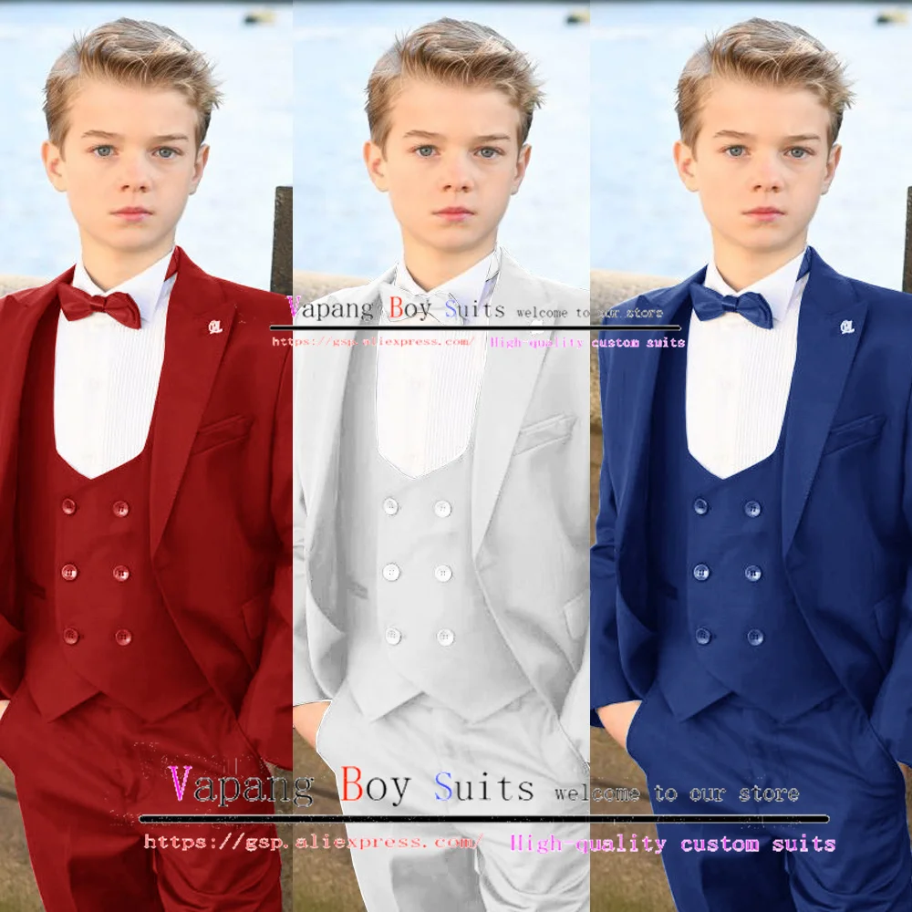 

Suit for Boy Wedding Tuxedo Jacket Vest Pants Bow Tie 4 Pack Fashion Party Dress Kids Formal Blazer ملابس اولاد