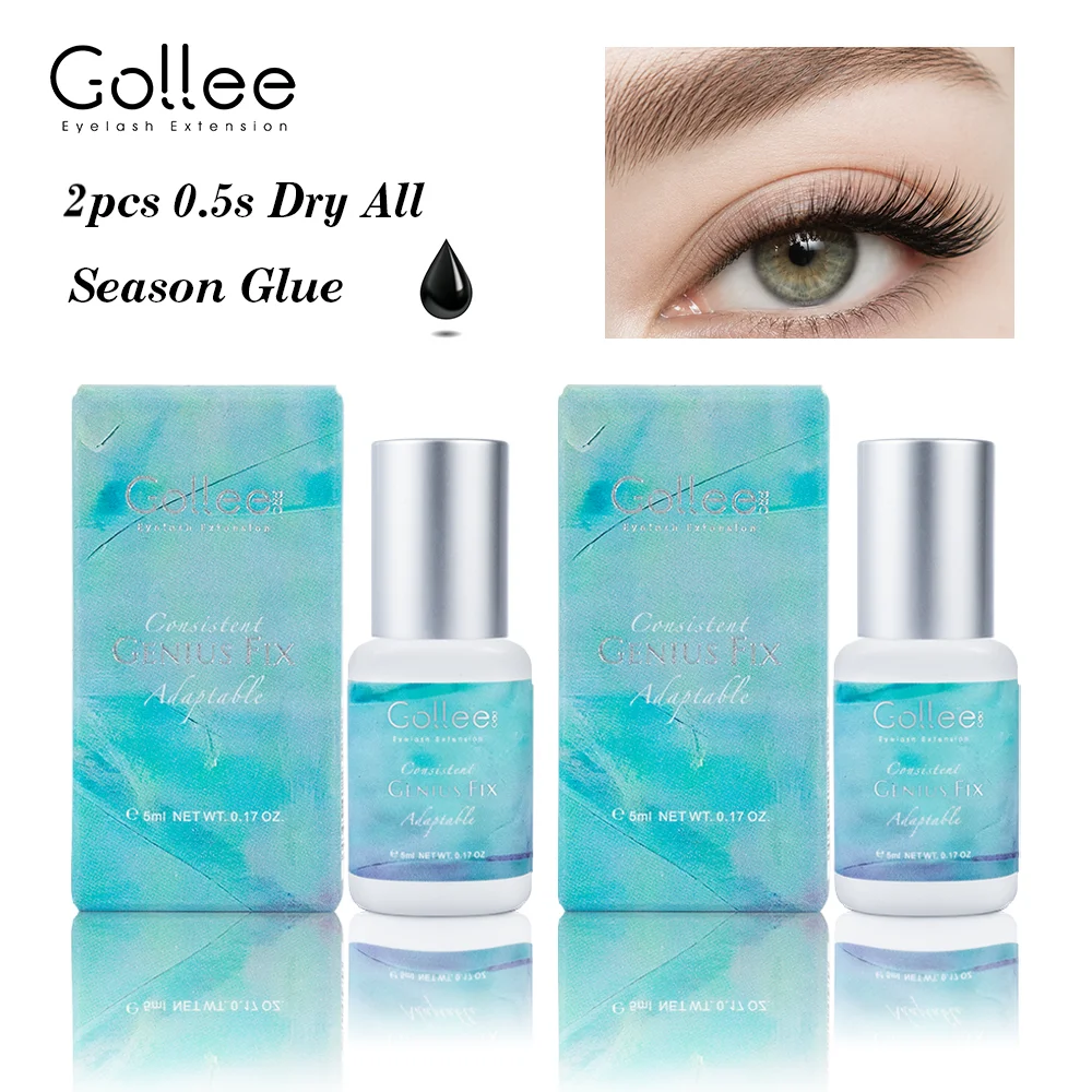Gollee 0.5s Dry Genius Fix Lash Adhesive Adaptability Eyelashes Extensions 6-8 Weeks Strong Glue Waterproof Professional Makeup