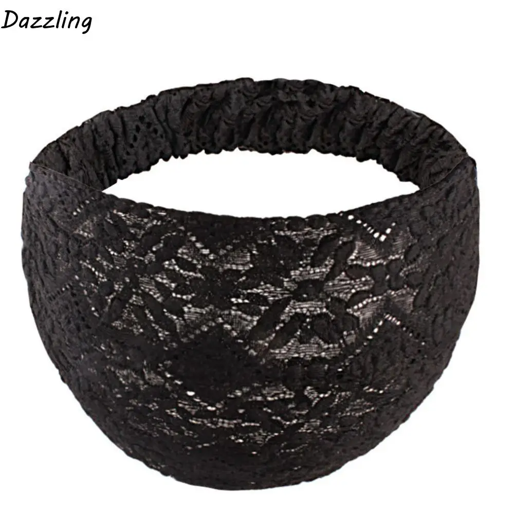 

Personality Non Slip Mesh Flower Headband Hollow Korean Style Lace Hairbands Elastic Headwear Wide Side Head Wrap Girls