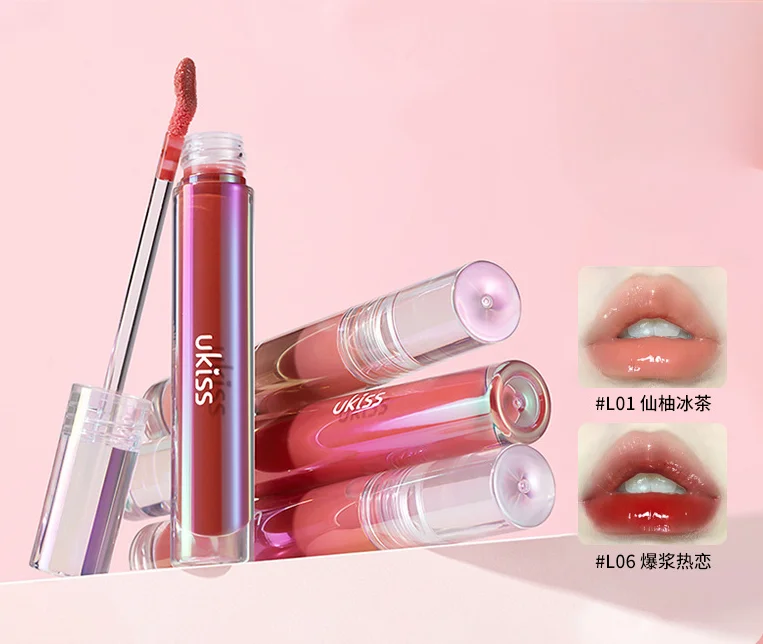 Ukiss cat eye melting water lip gloss trasparente lip glaze water light moisturizing glass Dudu lipstick mirror lip dew