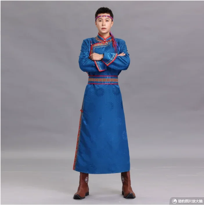 Men's Mongolian Ethnic Style Clothing, Ethnic Minority Dance, Inner Mongolian Classic Robe