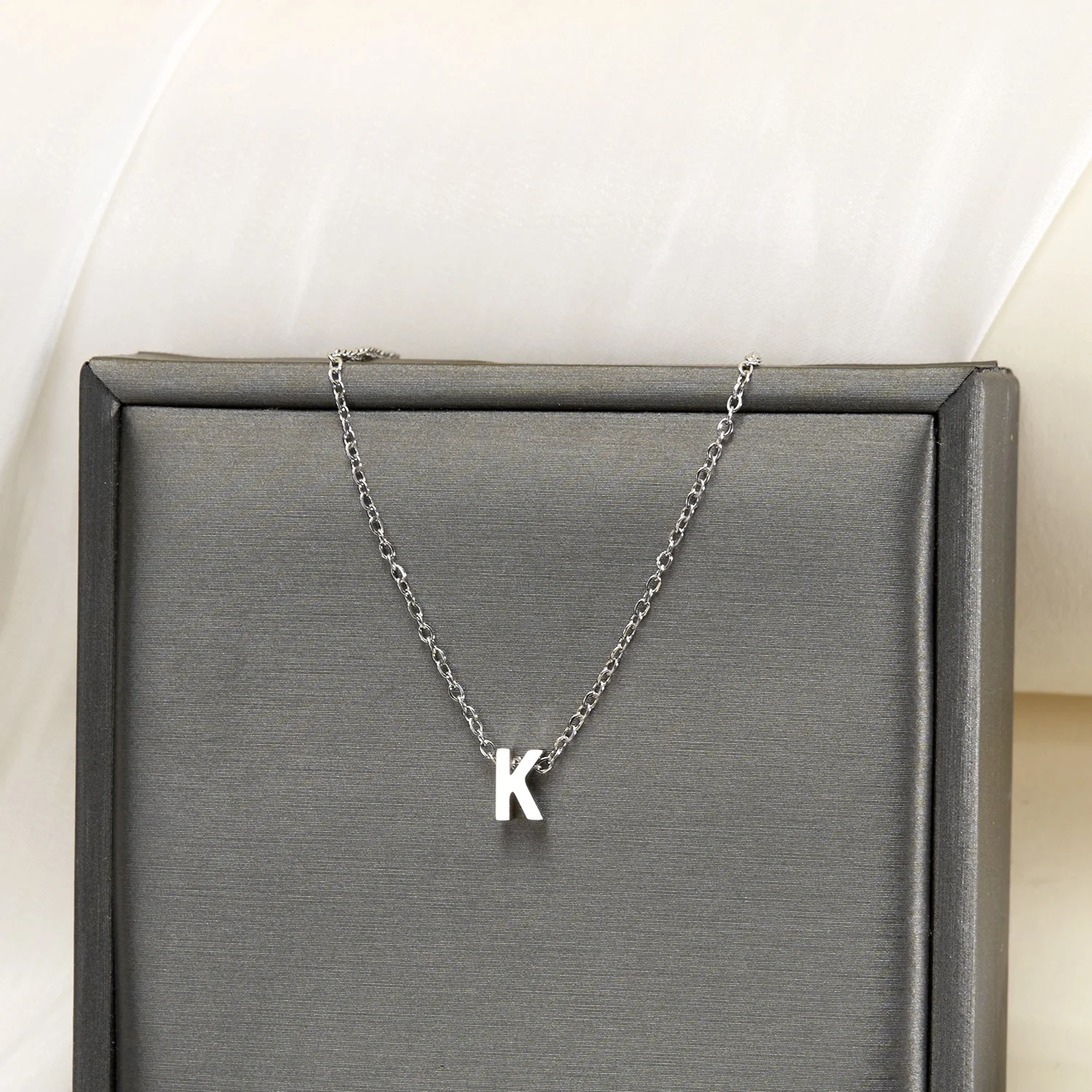 Silver Color Tiny A-Z Initial Letter Necklace for Women Stainless Steel 26 Alphabet Name Pendant Necklaces Jewelry Birthday Gift