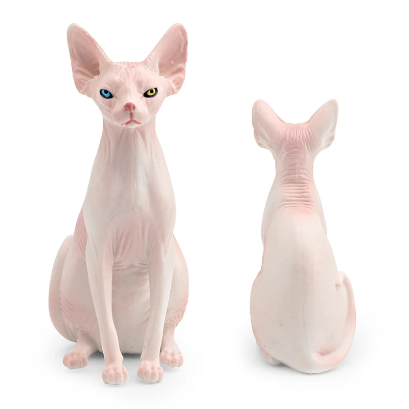 Simulation Animal Pet Cat Model Realistic Canadian Hairless Cat Desktop Decorative Ornaments Model Children Cognitive Toys Gifts