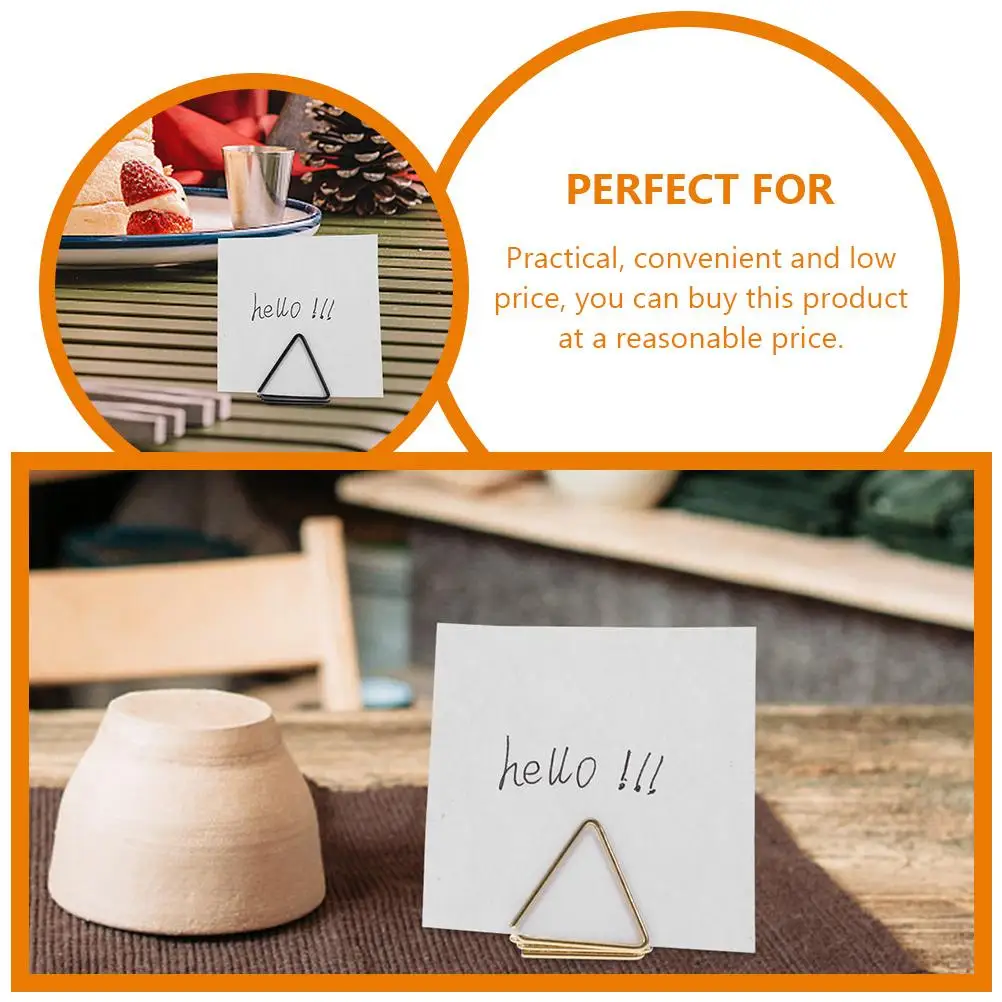 30 Pcs Large Size Mini Memo Holder Paper Clips Aluminum Alloy Note Binder Triangle Shape Card Display