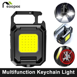 Super Bright Mini Keychain Light Portable USB Rechargeable COB Flashlight Multifunctional Work Light for Outdoor Camping Fishing