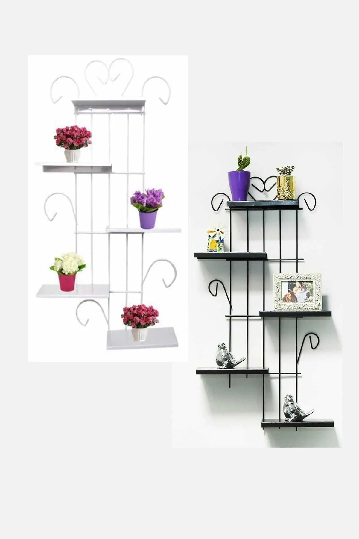 ION 2 pezzi decorativi in ferro battuto 5'li Rack nero bianco