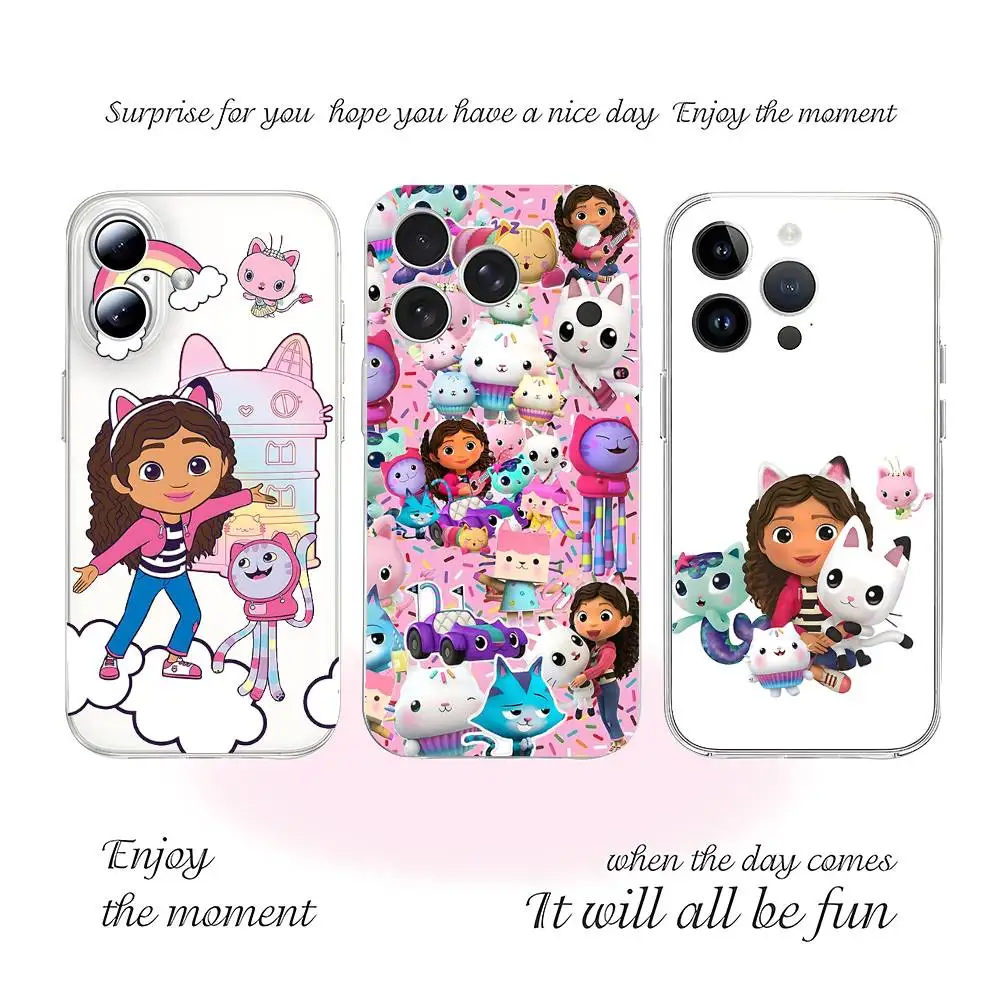 

Cartoon G-Gabbys Dollhouse Phone Case For Iphone 17 16 15 11 13 14 Pro Max 7 8 Plus X Xr Xs Max Se2020 12mini Transparent Cover