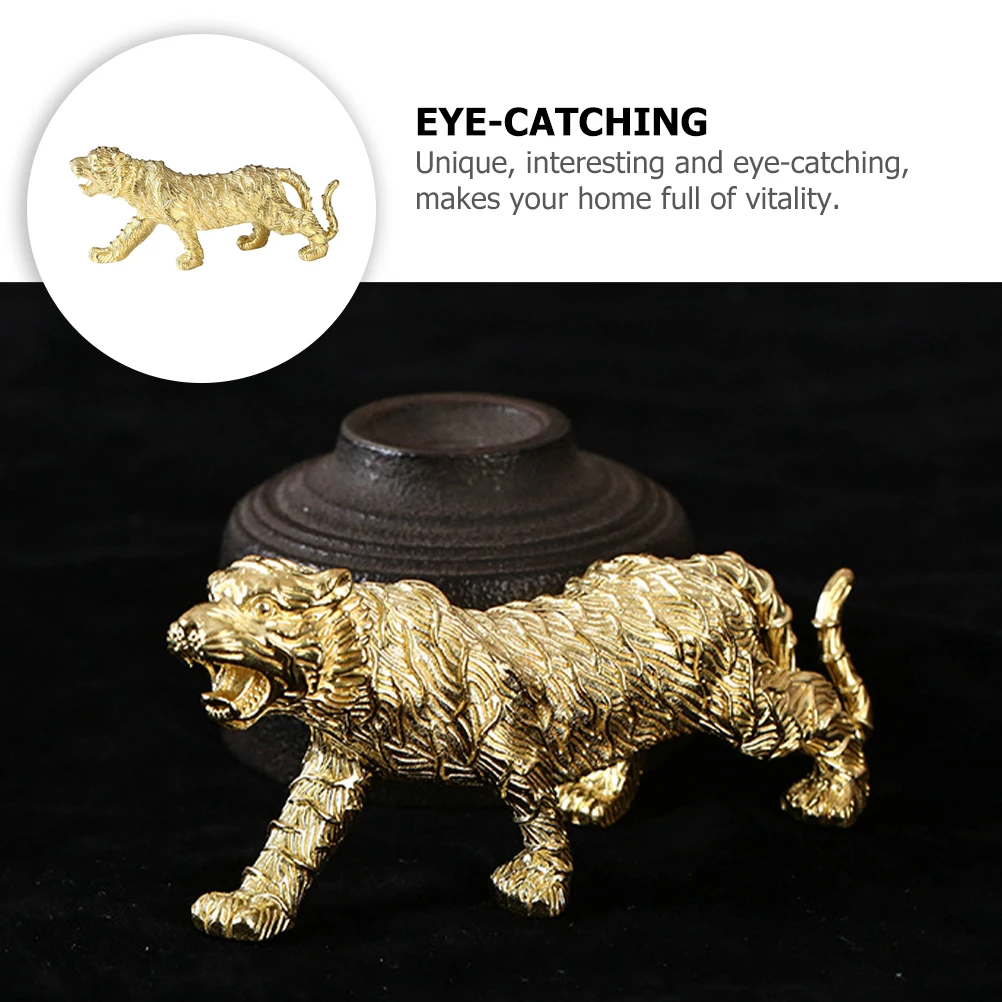 

Brass Tiger Statue Realistic Figurine Home Decor Living Room Mantelpiece Tabletop Shelves Office Car nament Garden Supplies