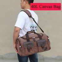 45L Canvas Handbag Camping Travel Bag Men Women Large Capacity Outdoor Hiking Sports Backpack Storage Work Luggage Shoulder Bags