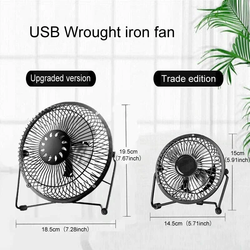 4/6-inch Desk Fan Strong Wind Silent USB Fan Portable Small Fan 360 Degree Rotatable Summer Cooling for Desktop Office Table PC