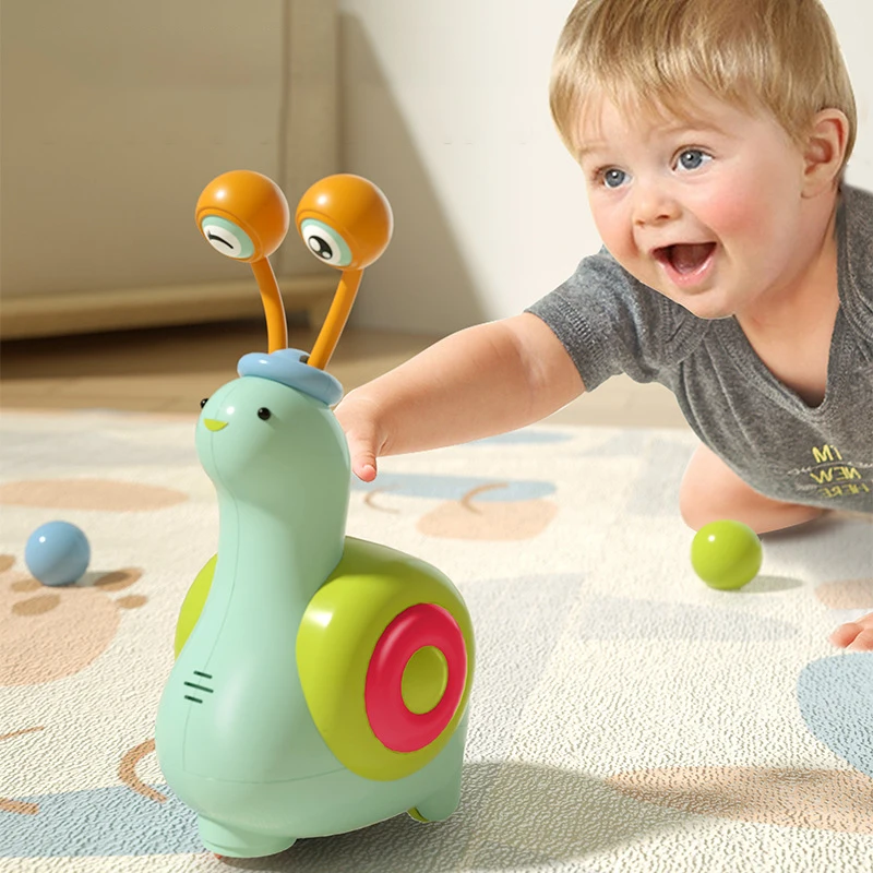 Crawling Snail Baby Toy Walking Snail Early Learning Educational Interactive Light Up Crawling Moving Toddler Toys for Kids Boys