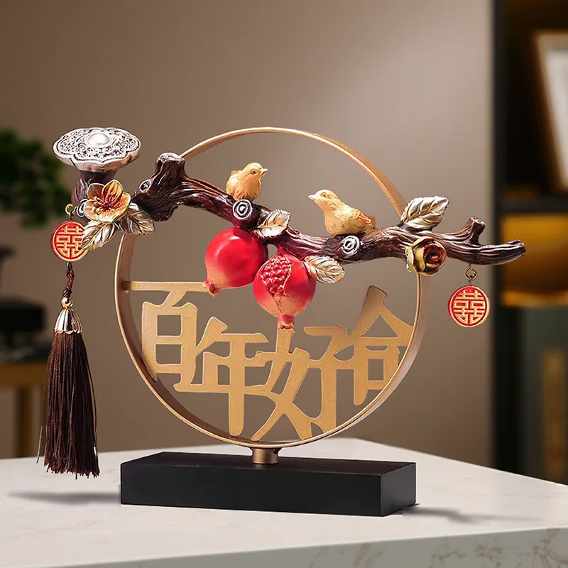 New Chinese-style Duozi Duofu pomegranate ornament, living room, new house decoration, giving friends a century-old wedding gift