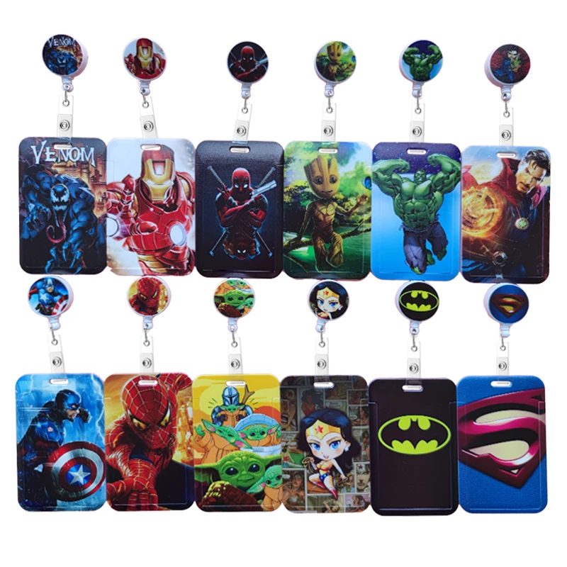 Disney Superhero Card Holder Retractable Buckle Business Badge Card Case Employee Card Clip Doctors and nurses hang certificates