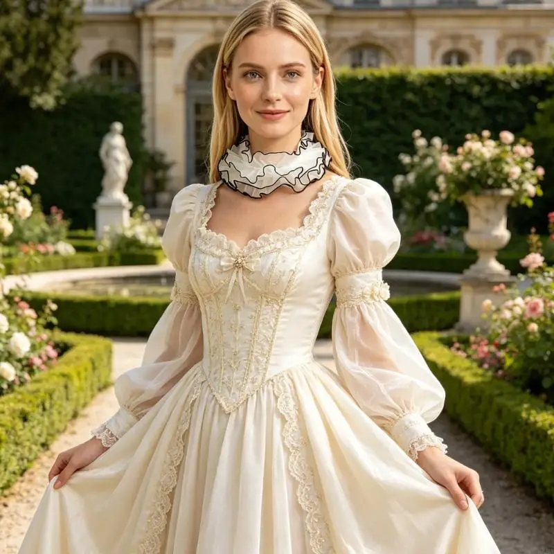 Tulle Ruffled Collar Girls Cosplay Tie Victorian Collar Lapel Medieval Cosplay Victorian Ruffled Tie Collar 6XDA