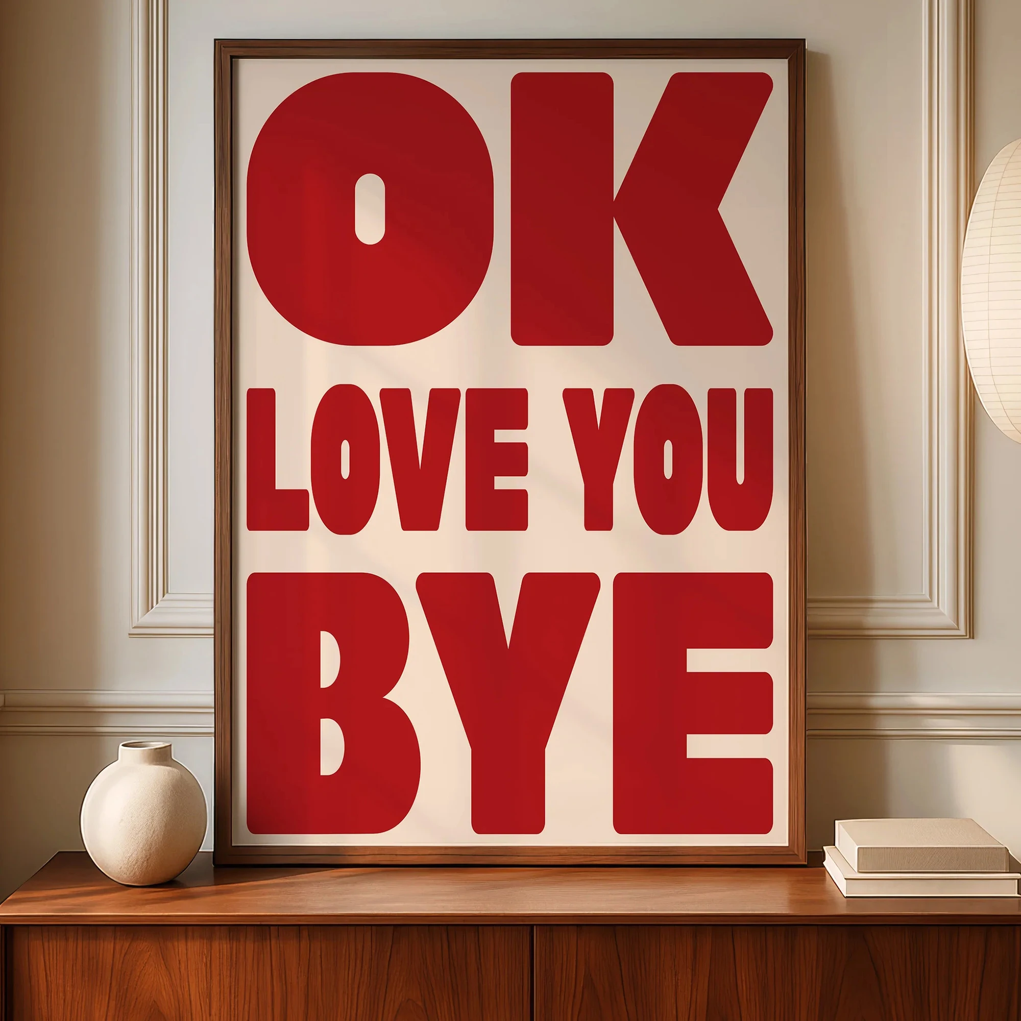 Modern Red OK Love You Bye Wall Art Print Canvas Painting Poster Picture For Living Room,Bedroom Home Decor