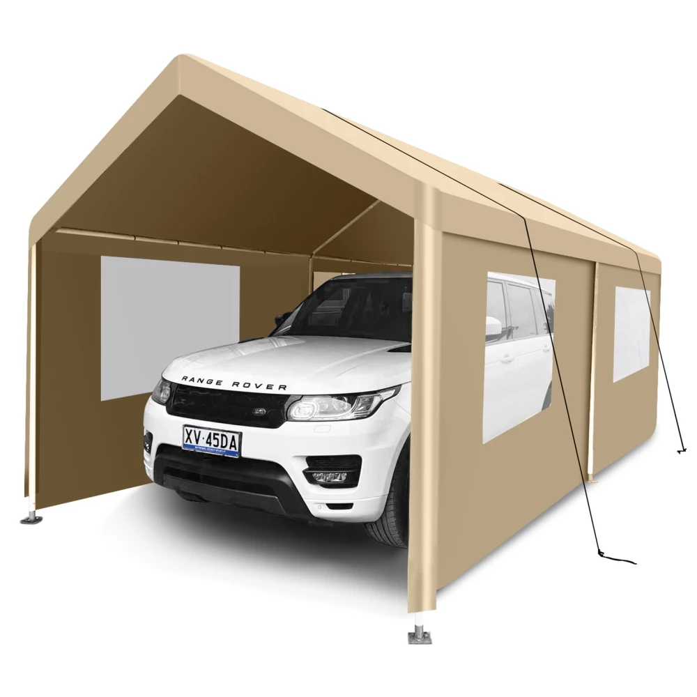 

Carport, 10×20 Heavy Duty Portable Carport Garage Tent for Outdoor Storage Shelter Khaki Giardino Gazebo