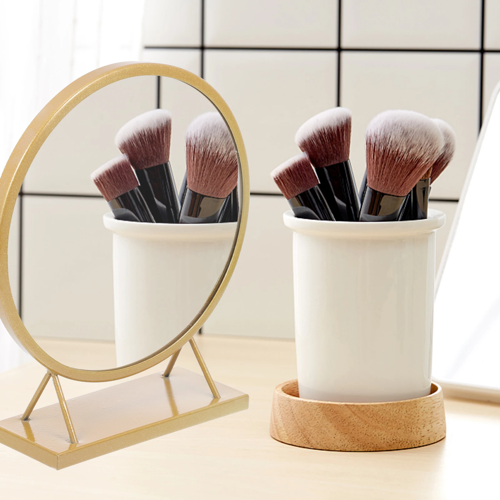 مرآة تشكيل دائرية رائعة للنساء، مكياج يومي، ماكينة حلاقة، خيط تنظيف سطح المكتب، مرآة ديكور لغرفة النوم