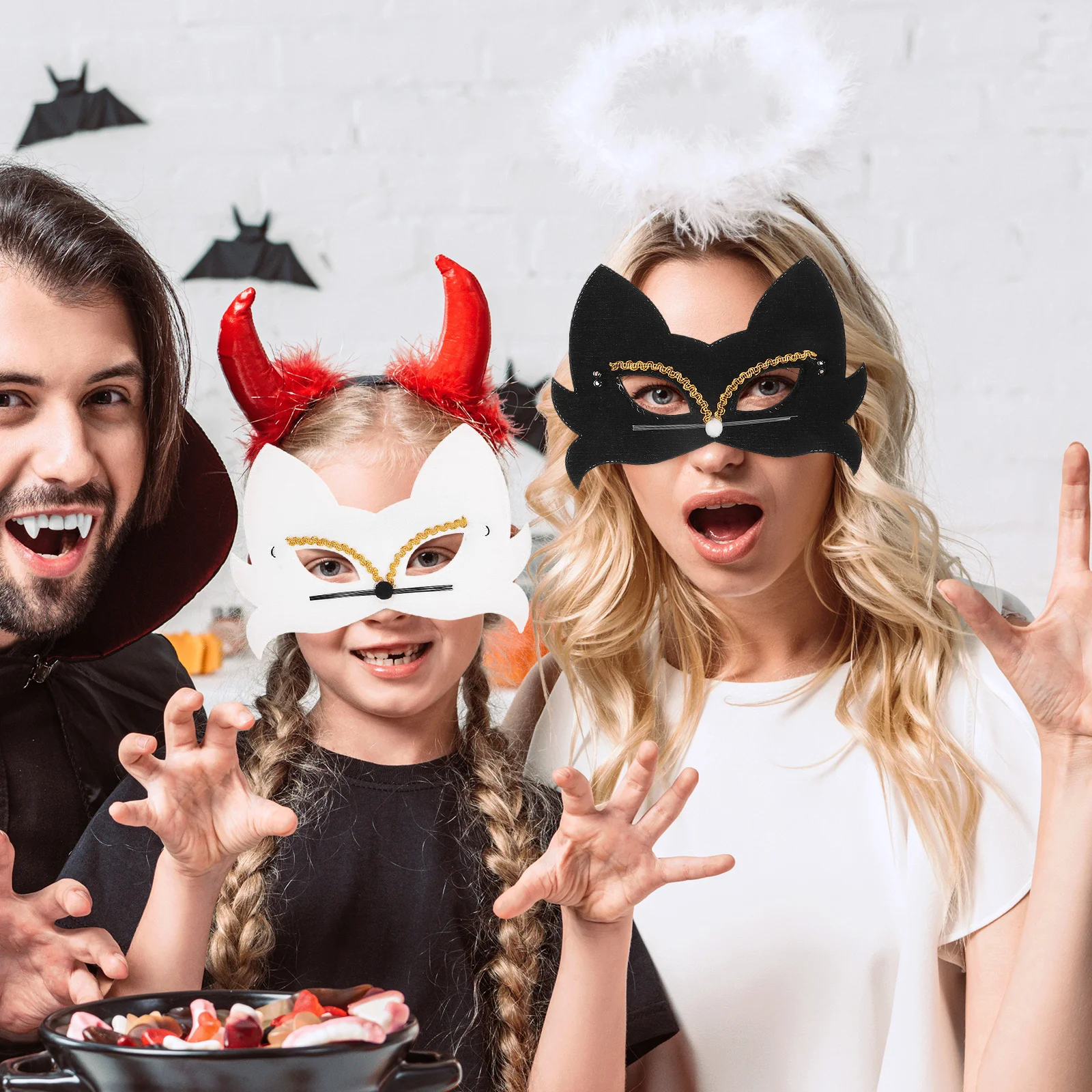 

2Pcs Animal Mask Cat Masks for Halloween Party Cosplay Kindergarten Cute Cloth Halloween Half Face Masks Cat Mask for Party