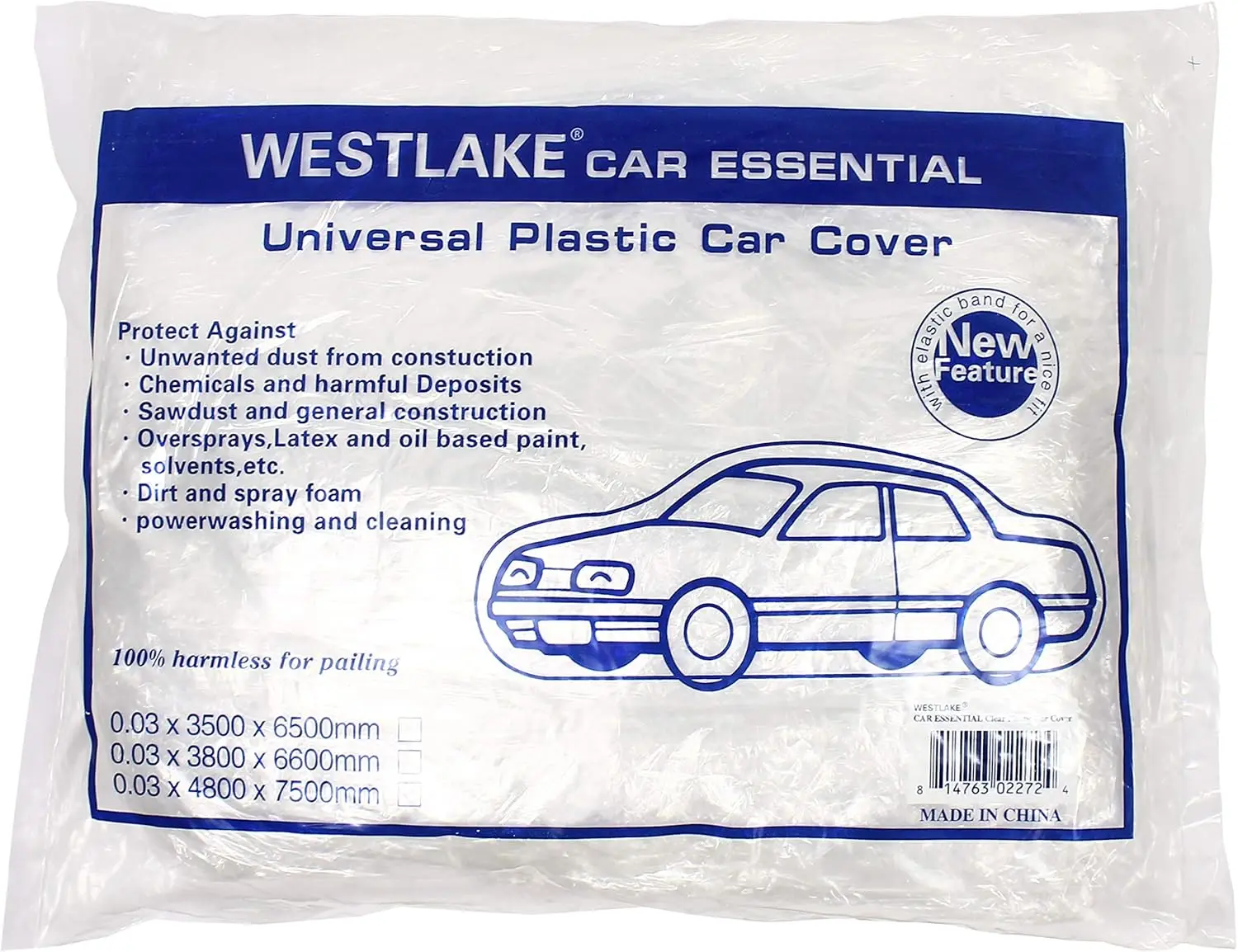 

Universal Clear Disposable Car Cover for SUV, Sedan, Sports Cars up to 22' x 12' - Waterproof & Lightweight