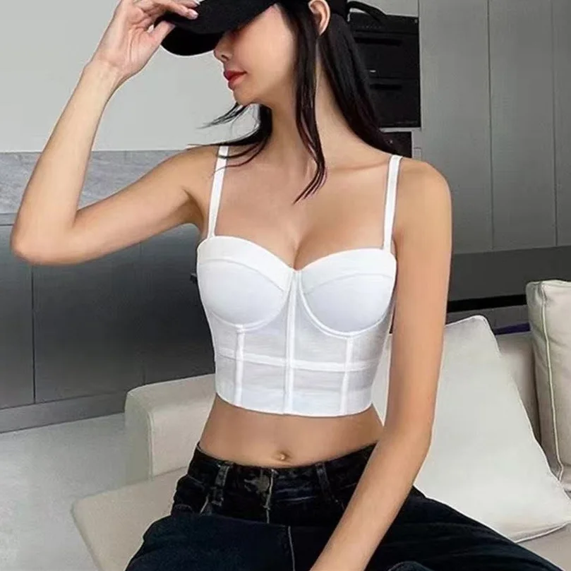 With chest pads, small suspenders, vest, women's beauty back, bra, all-in-one underwear, suit, bottom layer, fish bone top.