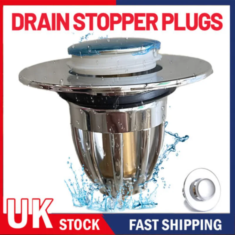 Universal Pop Up Plug Stopper Basin Core Bounce Drain Filter Bathroom Sink