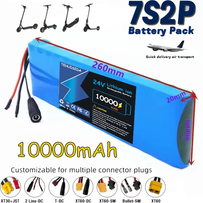 

24v 10Ah 7s2p 18650 Lithium-ion Rechargeable Battery 29.4v 10000mAh Battery Pack