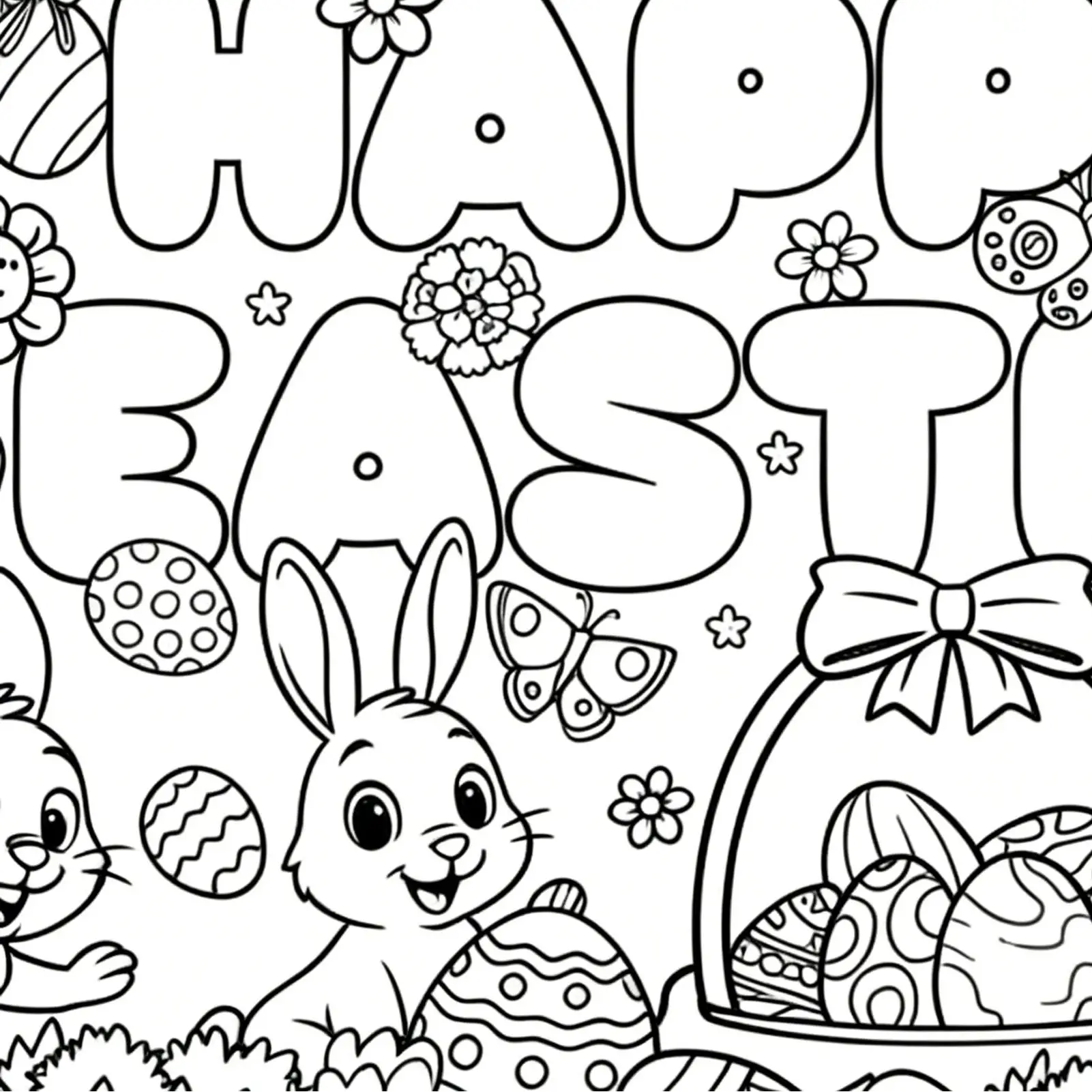 Page de coloriage de pâques 30X72 pouces, grand décor mural étanche, Pages de coloriage géantes pour pâques, vacances d'automne, réunion de famille