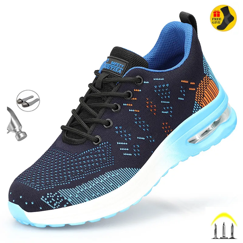 2022 New Safety Shoes For Men Summer Breathable Work Shoes Lightweight Anti-smashing Shoes Male Construction Work Mesh Sneakers