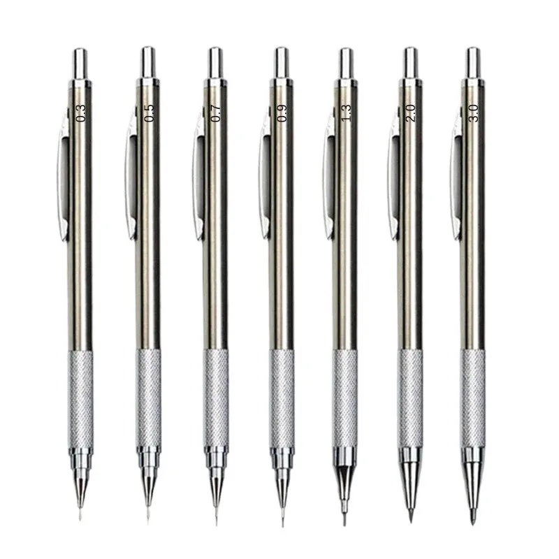 Mechanical Pencil Set 0.3 0.5 0.7 0.9 1.3 2.0mm Full Metal Art Drawing Painting Automatic Pencil with Leads Office School Supply