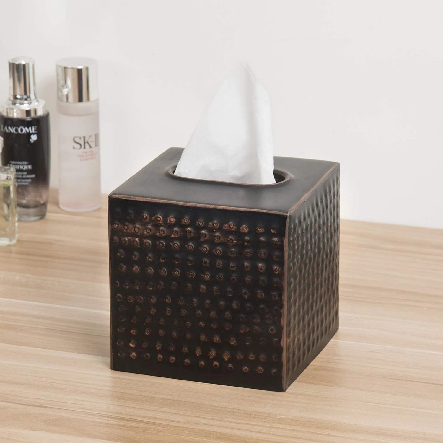 

Tissue Holder with Open Bottom Design Brushed Bronze Finish Metal Towel Dispenser for Kitchen Bathroom Countertop Storage