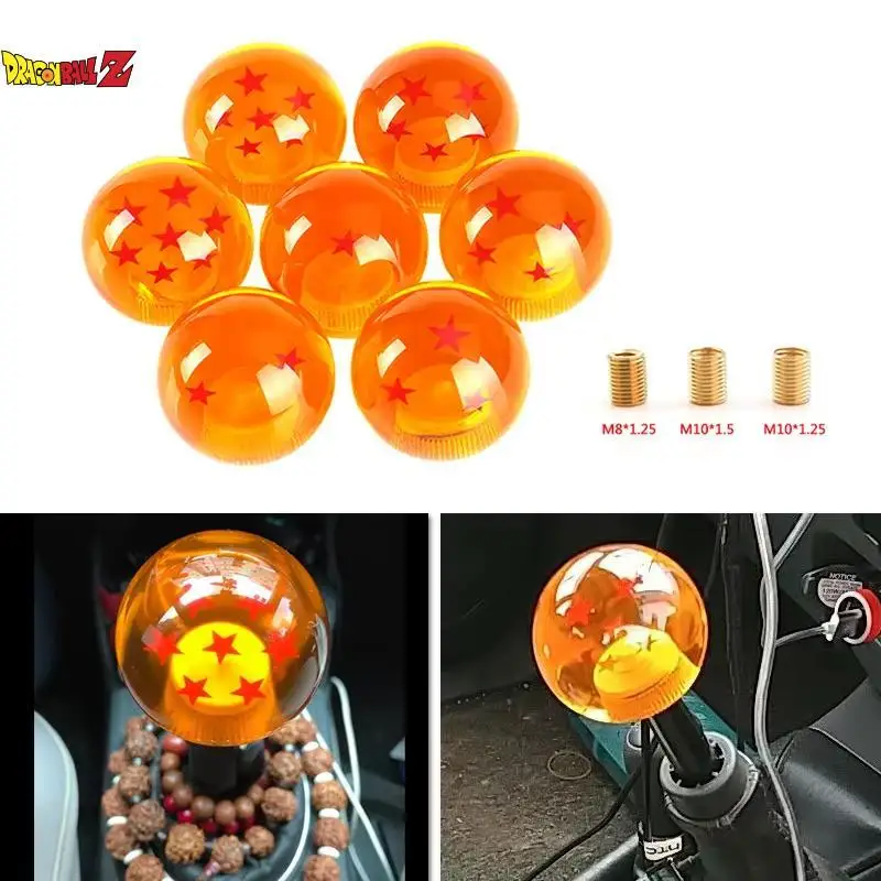 Dragon Ball 54Mm pommeau de levier de vitesse automatique tête acrylique cristal voiture Transmission manuelle levier de vitesse avec vis boule Orange 1-7 étoiles