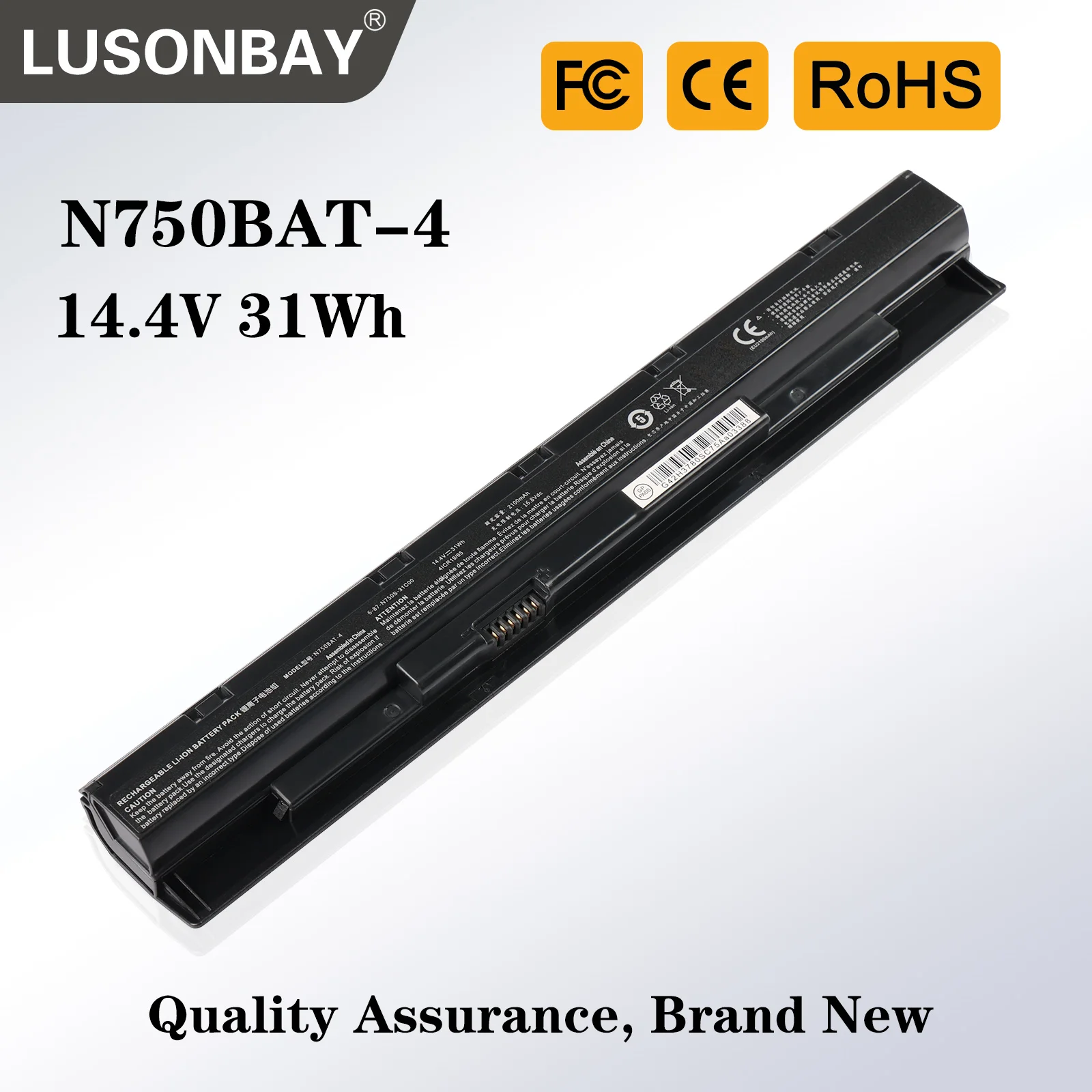 

LUSONBAY N750BAT-4 6 Laptop Battery For Clevo N750BU N751BU N750WU N750S Series 87-N750S-31C00 6-87-N750S-4EB1 4EB2 3CF1