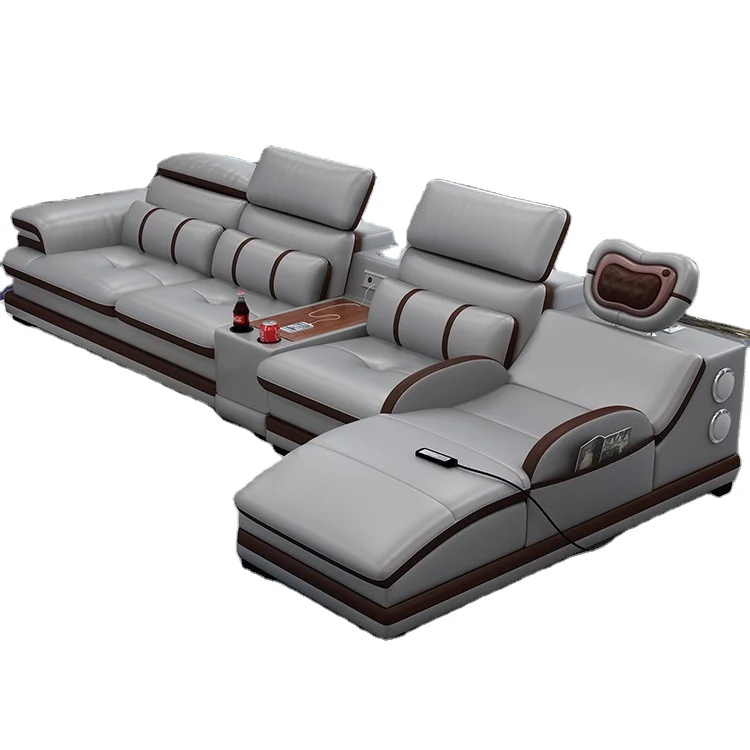 

New Fashion L Shape Smart Massage Couch Living Room Furniture Leather Sofas