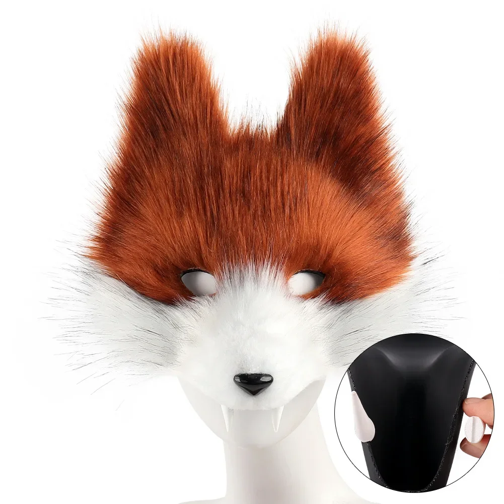 Wolf Teeth Simulation Cosplay Mask Set Animal Furry Tail Half-finger Gloves For Adult Carnival Holiday Party Costume Accessories