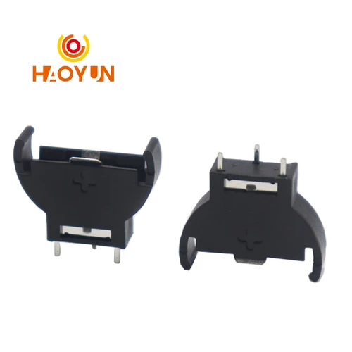 Caja de plástico negro CR2032 2032, 5 piezas, 3V