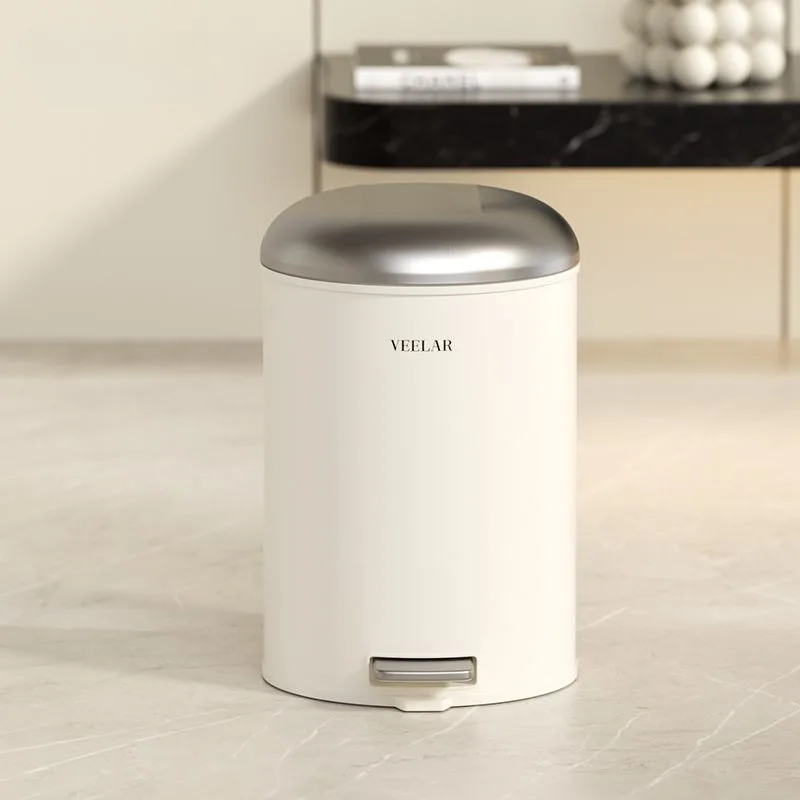 Pedal Trash Can Round Bathroom Trash Cans Luxury Bedroom Litter Bins Large Capacity Living Room Dustbin with Lid Home Cleaning