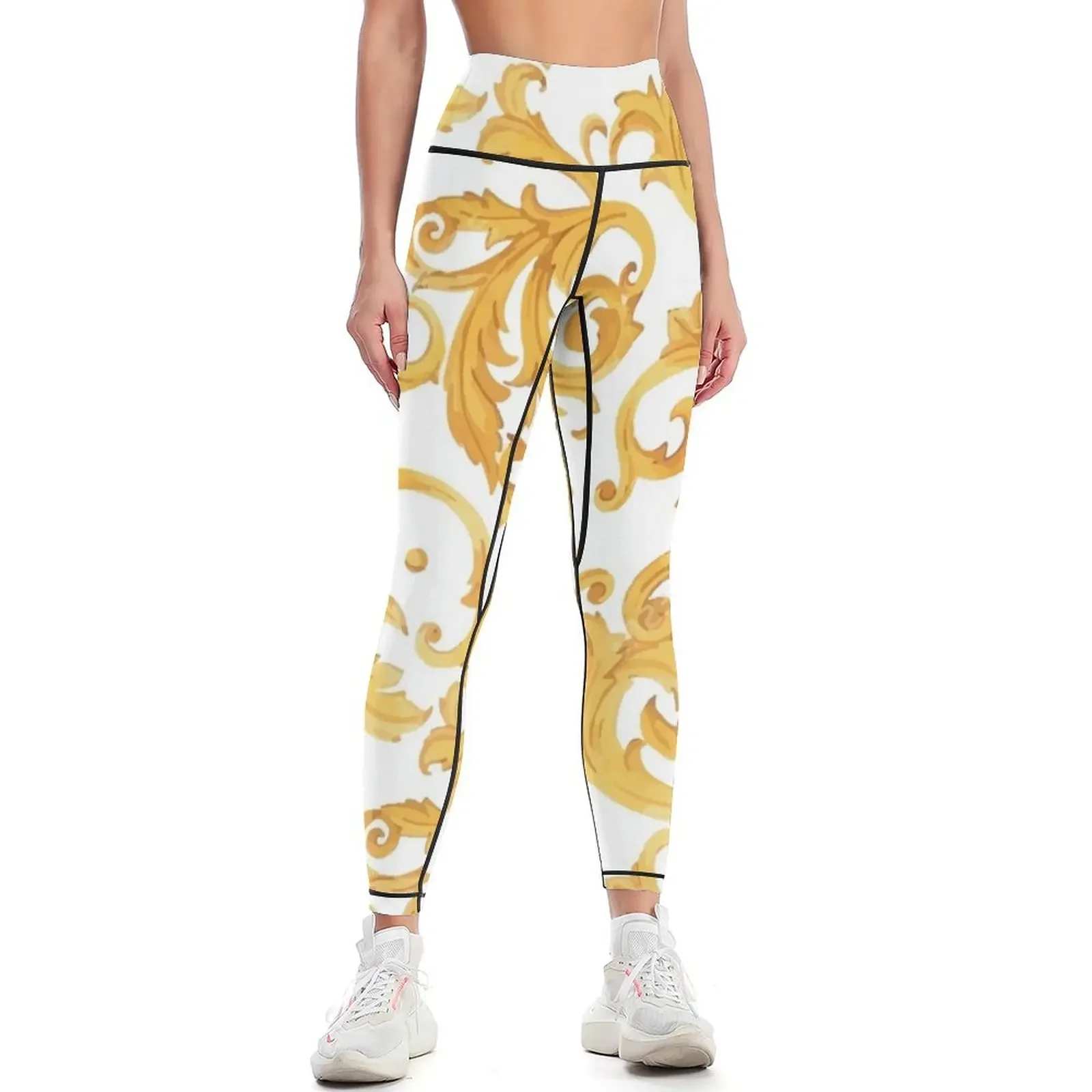 

Baroque Pattern Leggings Fitness's gym clothes Training pants gym's clothing sport pants Womens Leggings