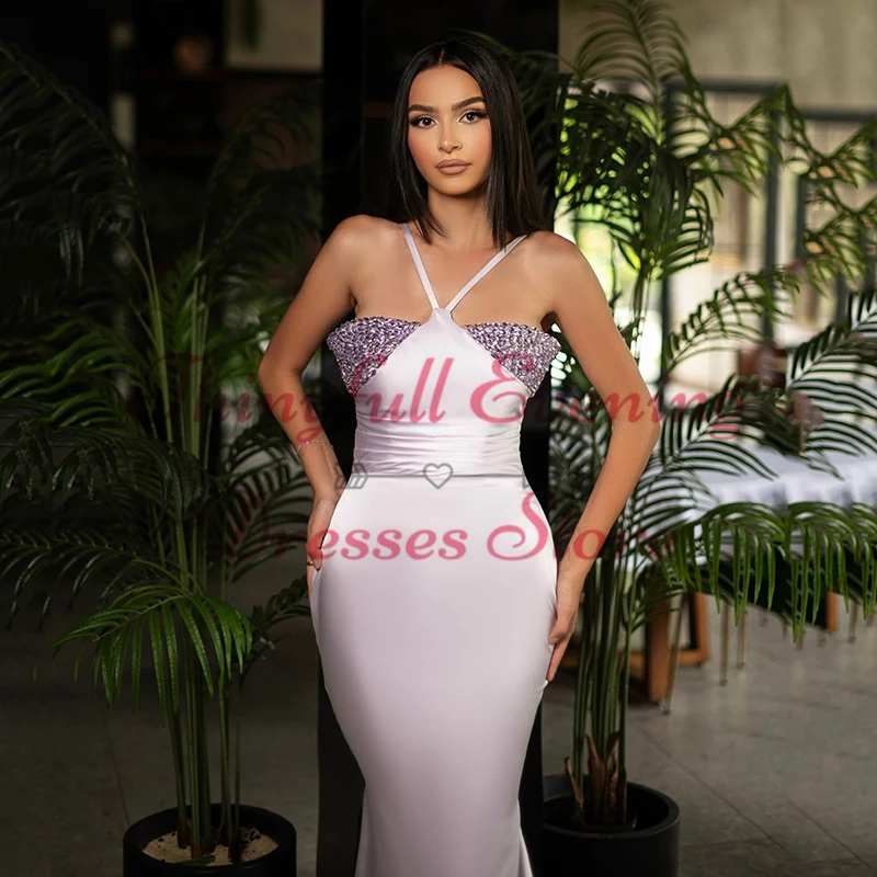 Thinyfull Sexy Mermaid Prom Evening Dresses Halter Neck Beadings Night Party Dress Formal Long Cocktail Prom Gowns Customized