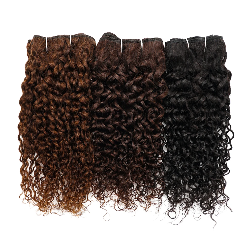 Jerry Curly Brazilian Human Hair Bundles Natural Color #2 #4 Dark Brown Remy Hair Extensions 50g/bundle Weaving Gemlong