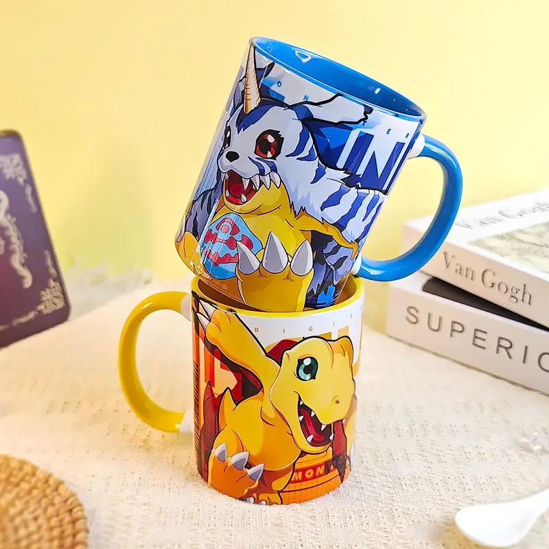 New Anime Digimon Adventure Figure Cup Cartoon Ceramic Water Cup Agumon Gabumon Cute Mug Digital Monster Coffe Cup Kids Gift