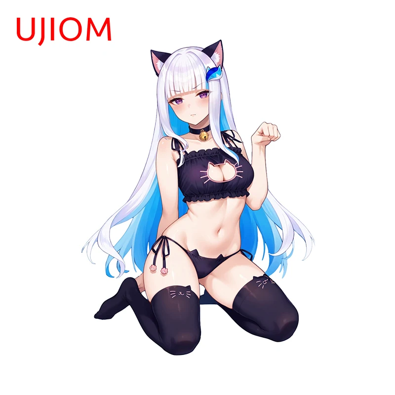 UJIOM For Hololive Blue Hair Girl Wall Stickers Amusing Cartoon Graffiti Surfboard Decals Scratch Proof Bathroom Decoration