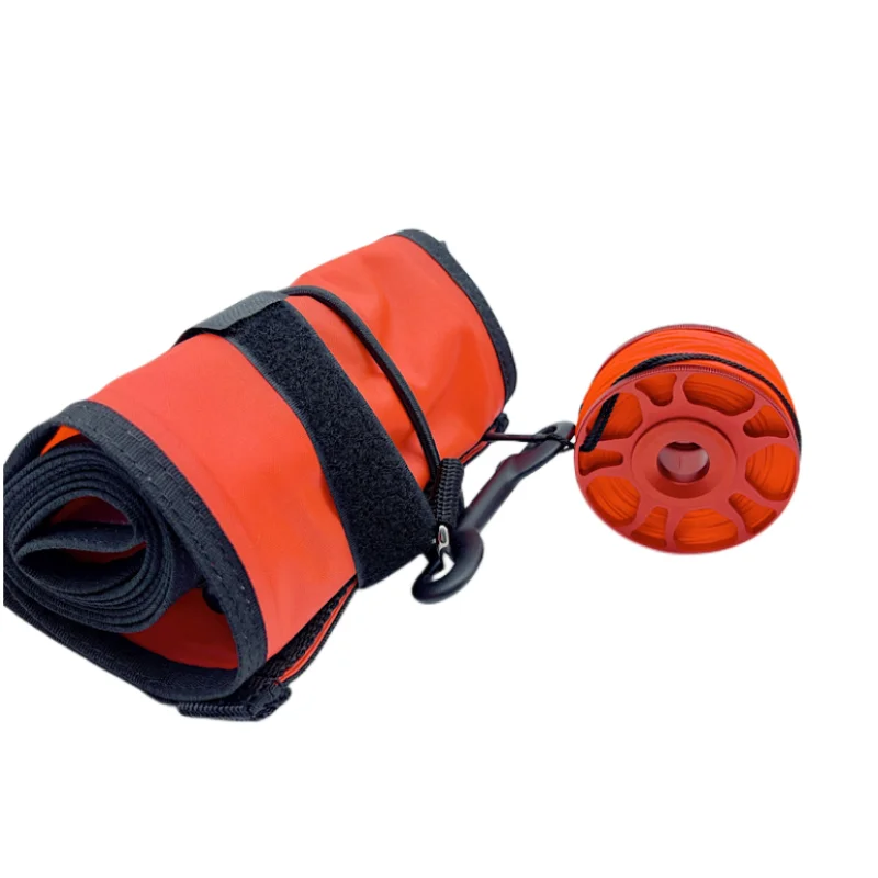 Scuba Diving Surface Marker Buoy Set High Visibility Inflatable Closed Bottom Signal Tube with SMB Aluminum Spool Finger Reel