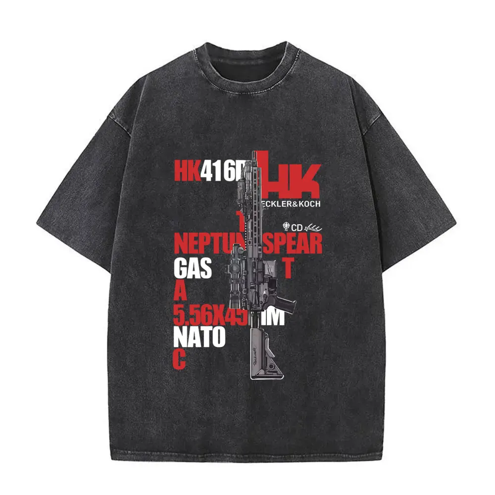 

Heckler & Koch HK416 Army Fan Club Outdoor Training Competition Washed T Shirt Men Women Casual High Quality Soft Cotton T-shirt