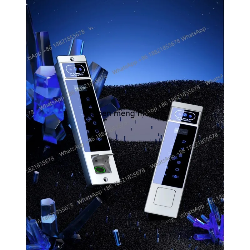 Outdoor Steel Door   Waterproof Double Sided Palm Vein Face Recognition Fingerprint Memory Card Tuya WiFi Smart Lock