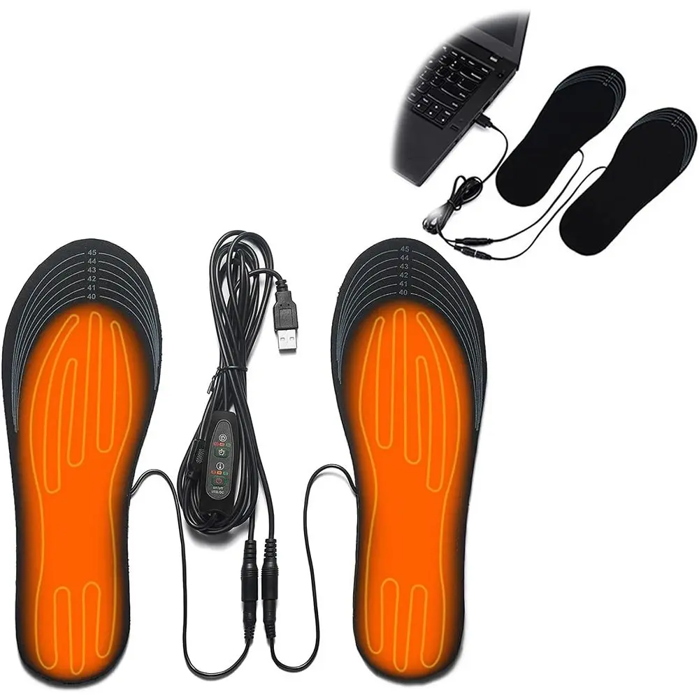 Washable Heated Shoe Insole Winter Warm with Adjustable Temperature Foot Warmer Cuttable USB Electric Heated Shoe Pads Unisex