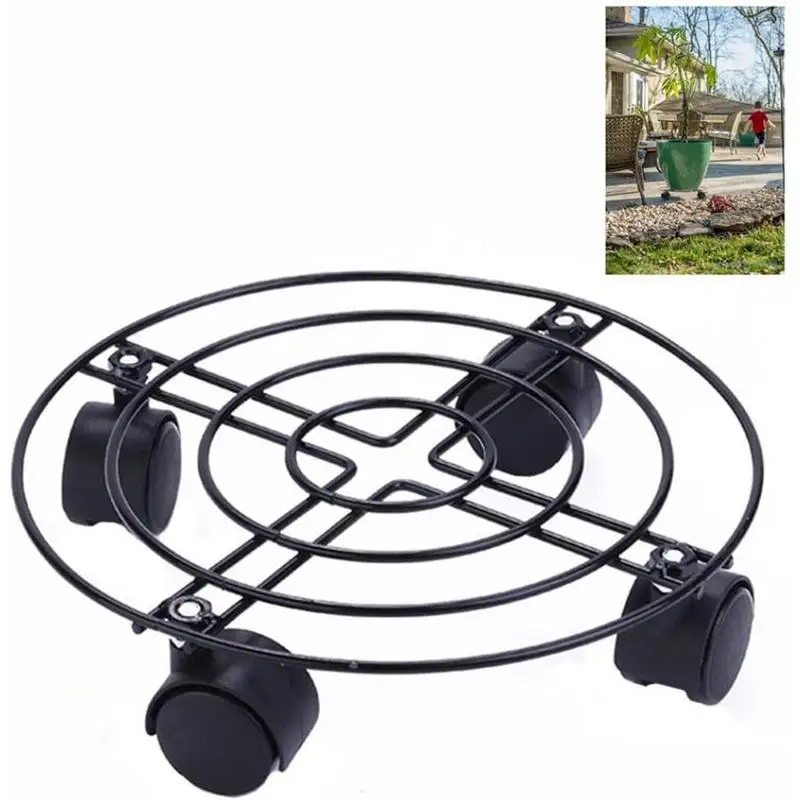 Plant Stand With Wheel Heavy Duty Round Draining Pot Holder Heavy Duty Flower Cart Trolley Smooth Sliding Pot Mover For Garden